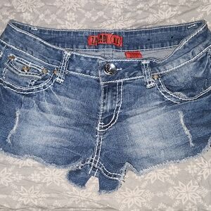 Zara Blue Jean Shorts with Distressed Hem